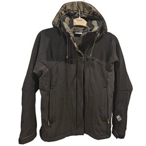 Salomon Womens Black Hooded Waterproof Ski Jacket Size M